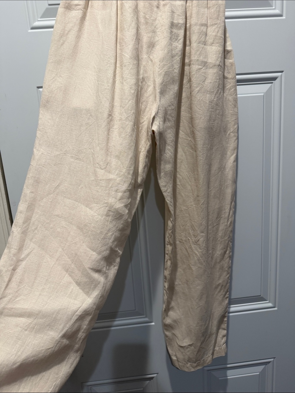 Quince sand 100% European linen tapered ankle pants - Picture 5 of 10